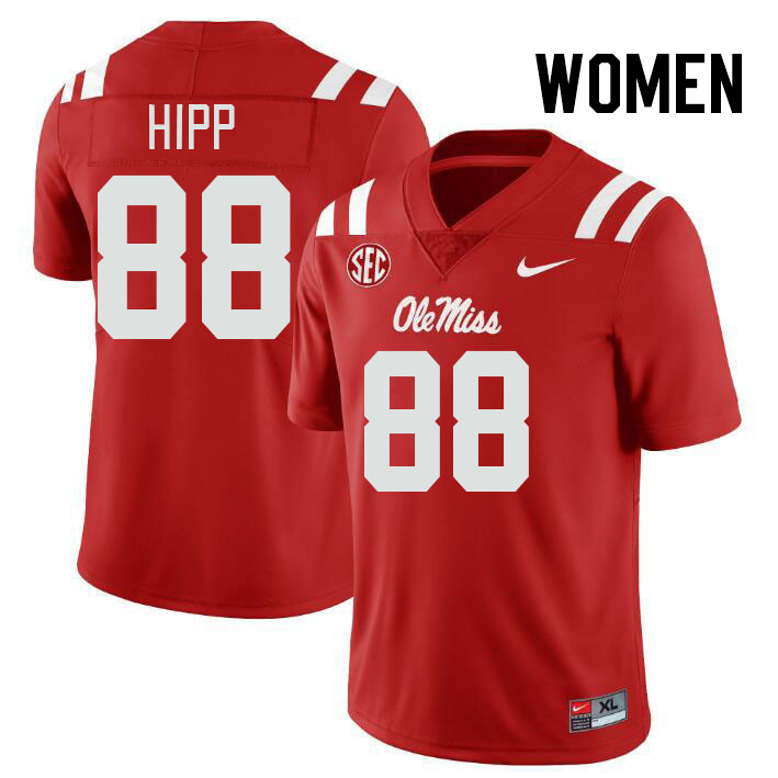 Women #88 Dillon Hipp Ole Miss Rebels College Football Jerseys Stitched-Red